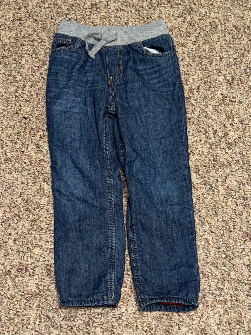 OshKosh B'gosh Boys girls size 6 fleece lined pants Dark Blue Denim Jeans winter